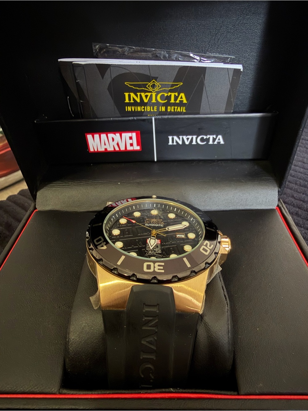 Invicta Gold-Tone Case Watch with Black Strap